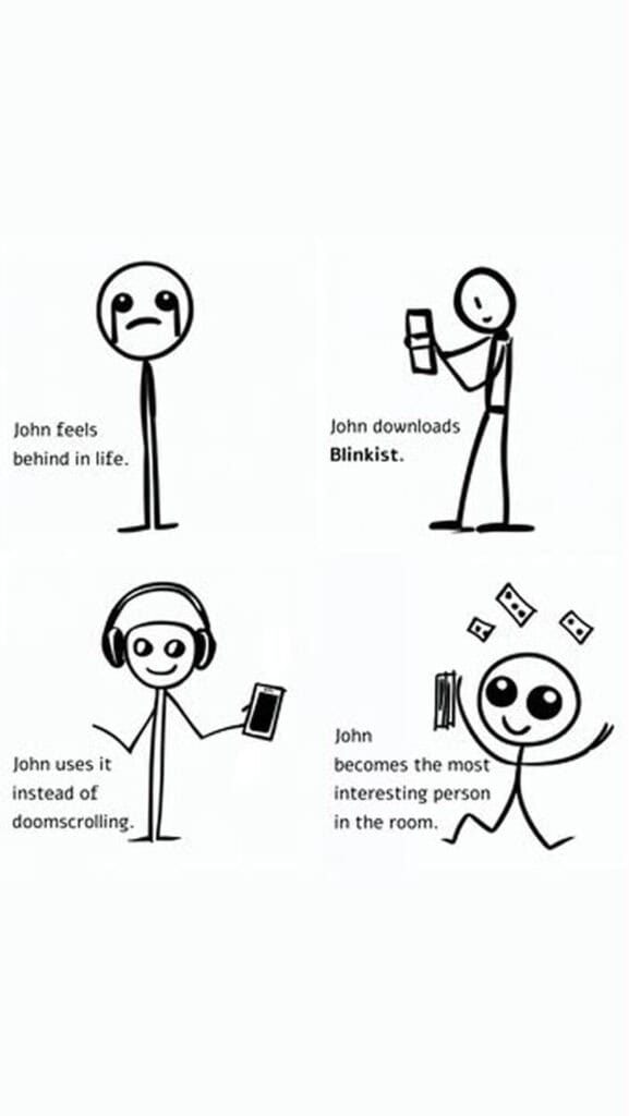 John feels left behind in life Blinkist Free Static Ad Canva Template