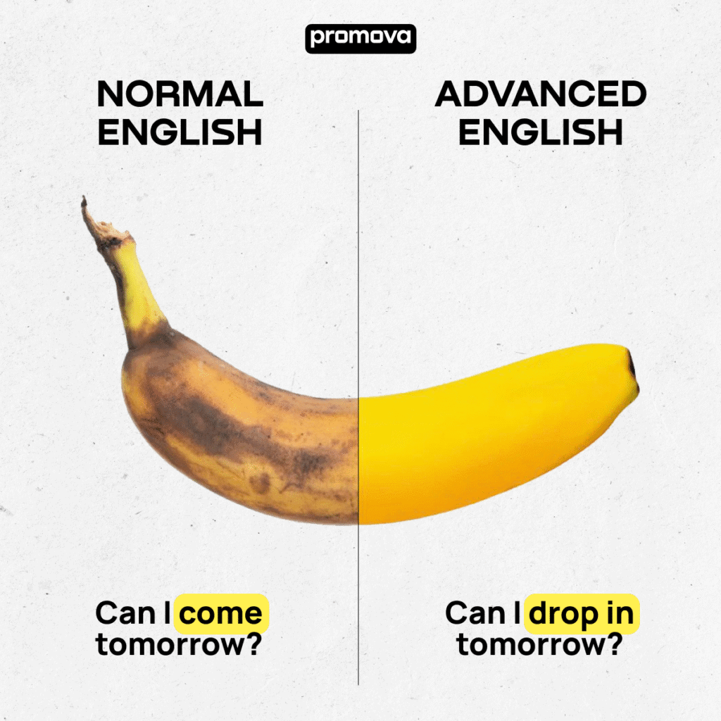 Normal English vs Advanced English Promova Free Static Ad Template